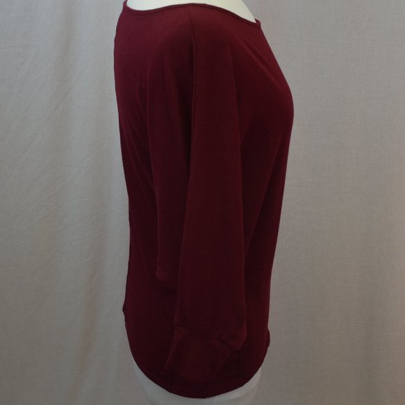 H by Bordeaux Solid maroon batwing tee - Picture 4 of 8